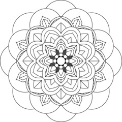 Easy Mandala coloring book simple and basic for beginners, seniors and children. Set of Mehndi flower pattern for Henna drawing and tattoo. Decoration in ethnic oriental, Indian style.