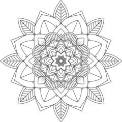 Easy Mandala coloring book simple and basic for beginners, seniors and children. Set of Mehndi flower pattern for Henna drawing and tattoo. Decoration in ethnic oriental, Indian style.