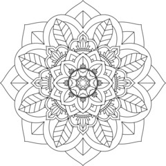 Easy Mandala coloring book simple and basic for beginners, seniors and children. Set of Mehndi flower pattern for Henna drawing and tattoo. Decoration in ethnic oriental, Indian style.