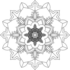Easy Mandala coloring book simple and basic for beginners, seniors and children. Set of Mehndi flower pattern for Henna drawing and tattoo. Decoration in ethnic oriental, Indian style.