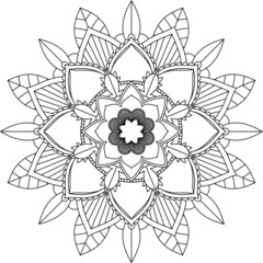 Easy Mandala coloring book simple and basic for beginners, seniors and children. Set of Mehndi flower pattern for Henna drawing and tattoo. Decoration in ethnic oriental, Indian style.