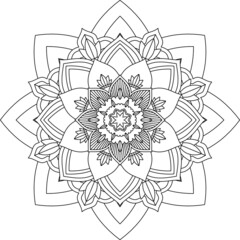 Easy Mandala coloring book simple and basic for beginners, seniors and children. Set of Mehndi flower pattern for Henna drawing and tattoo. Decoration in ethnic oriental, Indian style.