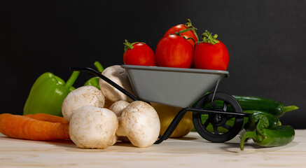 still life with vegetables and fruits