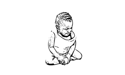 Fotobehang illustration of a child sitting down holding a ball © B.M.I