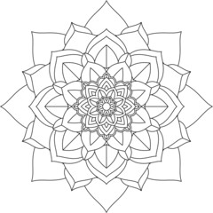 Easy Mandala coloring book simple and basic for beginners, seniors and children. Set of Mehndi flower pattern for Henna drawing and tattoo. Decoration in ethnic oriental, Indian style.