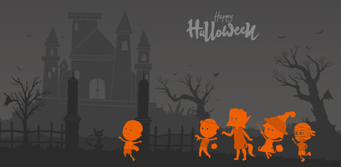 Halloween illustration silhouette flat style can be use for greeting card, invitation, party, and celebration event