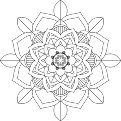 Easy Mandala coloring book simple and basic for beginners, seniors and children. Set of Mehndi flower pattern for Henna drawing and tattoo. Decoration in ethnic oriental, Indian style.