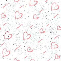 Seamless Heart Pattern on white background with dots