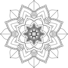 Easy Mandala coloring book simple and basic for beginners, seniors and children. Set of Mehndi flower pattern for Henna drawing and tattoo. Decoration in ethnic oriental, Indian style.