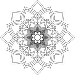 Easy Mandala coloring book simple and basic for beginners, seniors and children. Set of Mehndi flower pattern for Henna drawing and tattoo. Decoration in ethnic oriental, Indian style.