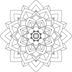 Easy Mandala coloring book simple and basic for beginners, seniors and children. Set of Mehndi flower pattern for Henna drawing and tattoo. Decoration in ethnic oriental, Indian style.