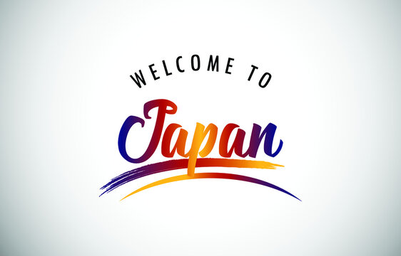 Japan Welcome To Message in Beautiful Colored Modern Gradients Vector Illustration.