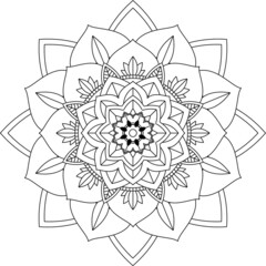 Easy Mandala coloring book simple and basic for beginners, seniors and children. Set of Mehndi flower pattern for Henna drawing and tattoo. Decoration in ethnic oriental, Indian style.
