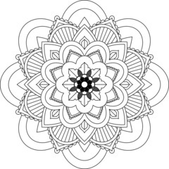 Easy Mandala coloring book simple and basic for beginners, seniors and children. Set of Mehndi flower pattern for Henna drawing and tattoo. Decoration in ethnic oriental, Indian style.