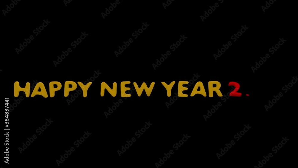 Poster 3d animation of the new year text 