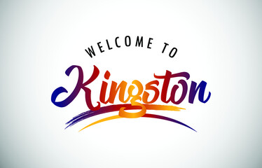 Kingston Welcome To Message in Beautiful Colored Modern Gradients Vector Illustration.