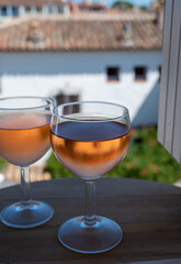 Drinking of local rose wine in summer Provence, France