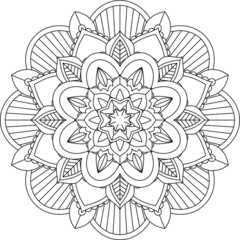 Easy Mandala coloring book simple and basic for beginners, seniors and children. Set of Mehndi flower pattern for Henna drawing and tattoo. Decoration in ethnic oriental, Indian style.