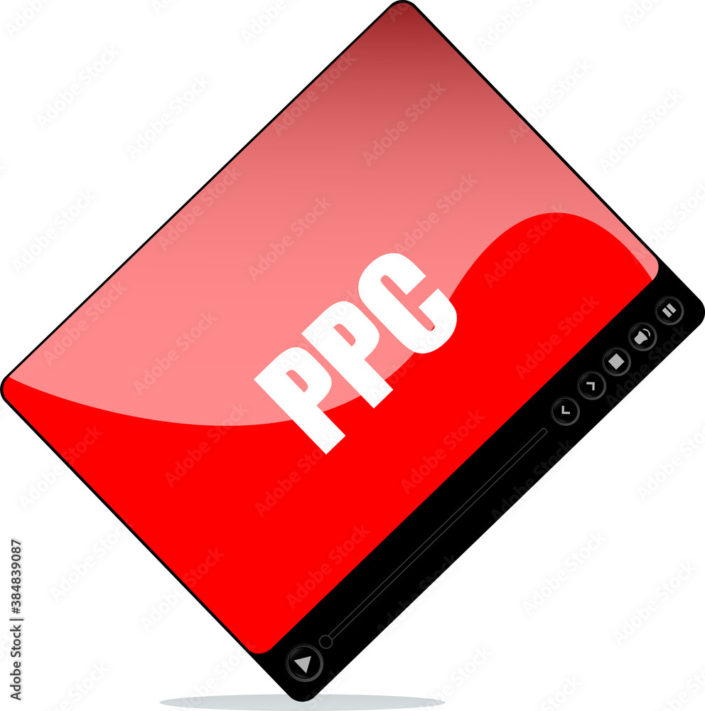 Poster video player for web with ppc word. pay per click