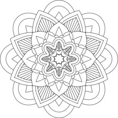 Easy Mandala coloring book simple and basic for beginners, seniors and children. Set of Mehndi flower pattern for Henna drawing and tattoo. Decoration in ethnic oriental, Indian style.