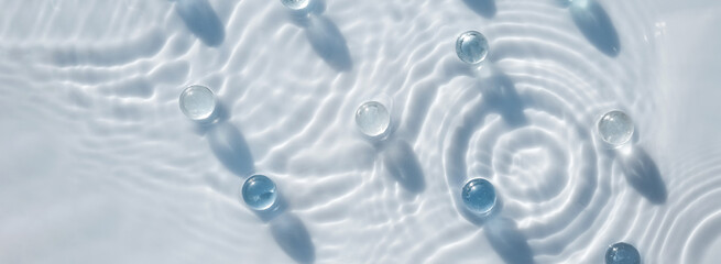 Abstract cosmetic water background for spa and moisturizing medical cosmetics Transparent granules...