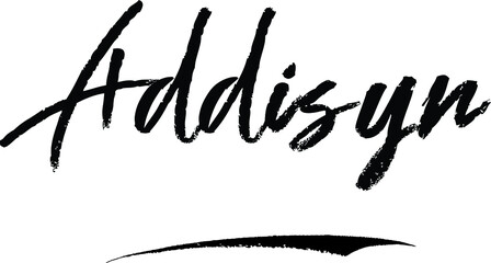 Addisyn-Female name Modern Brush Calligraphy on White Background