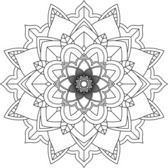 Easy Mandala coloring book simple and basic for beginners, seniors and children. Set of Mehndi flower pattern for Henna drawing and tattoo. Decoration in ethnic oriental, Indian style.