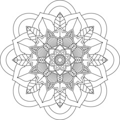Easy Mandala coloring book simple and basic for beginners, seniors and children. Set of Mehndi flower pattern for Henna drawing and tattoo. Decoration in ethnic oriental, Indian style.