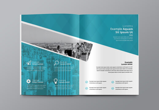 Minimal Business Bifold Brochure with Teal Accents