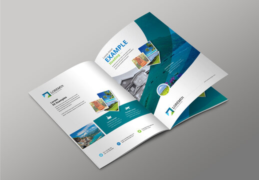 Travel and Tourism Bifold Brochure with Abstract Elements