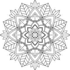 Easy Mandala coloring book simple and basic for beginners, seniors and children. Set of Mehndi flower pattern for Henna drawing and tattoo. Decoration in ethnic oriental, Indian style.