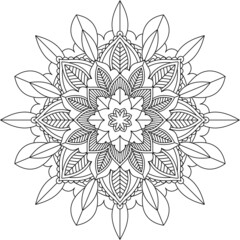 Easy Mandala coloring book simple and basic for beginners, seniors and children. Set of Mehndi flower pattern for Henna drawing and tattoo. Decoration in ethnic oriental, Indian style.