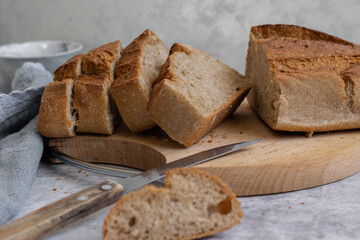 Whole oat sliced bread. Healthy eating concept