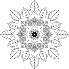 Easy Mandala coloring book simple and basic for beginners, seniors and children. Set of Mehndi flower pattern for Henna drawing and tattoo. Decoration in ethnic oriental, Indian style.
