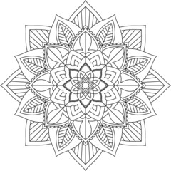 Easy Mandala coloring book simple and basic for beginners, seniors and children. Set of Mehndi flower pattern for Henna drawing and tattoo. Decoration in ethnic oriental, Indian style.