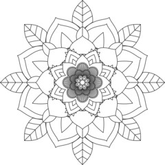 Easy Mandala coloring book simple and basic for beginners, seniors and children. Set of Mehndi flower pattern for Henna drawing and tattoo. Decoration in ethnic oriental, Indian style.