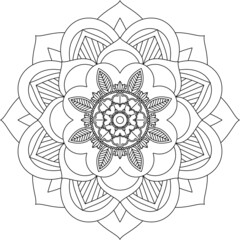 Easy Mandala coloring book simple and basic for beginners, seniors and children. Set of Mehndi flower pattern for Henna drawing and tattoo. Decoration in ethnic oriental, Indian style.