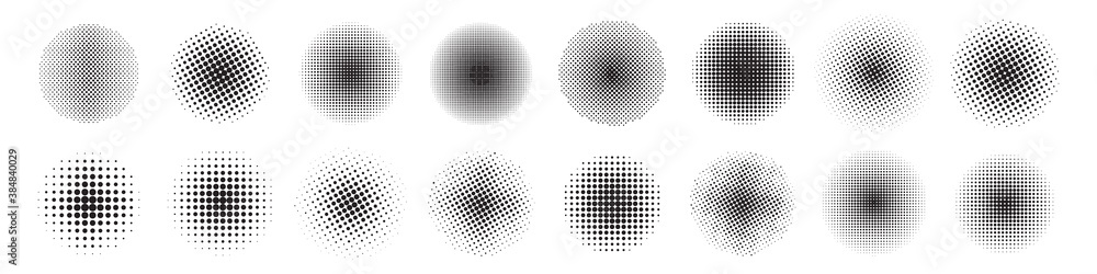 Poster set of circle abstract halftone. vector illustration