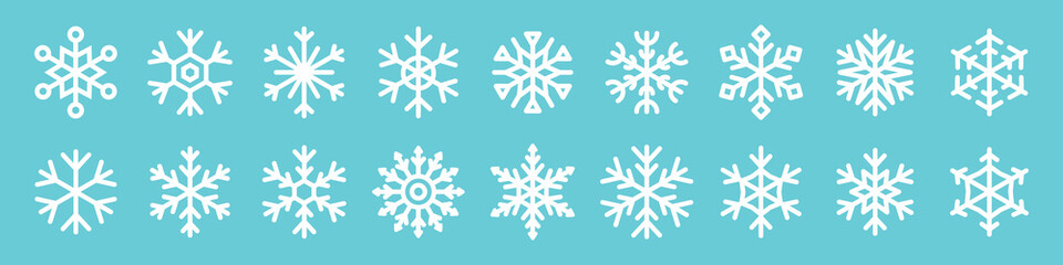 Set of snowflake icons for Christmas and New Year design