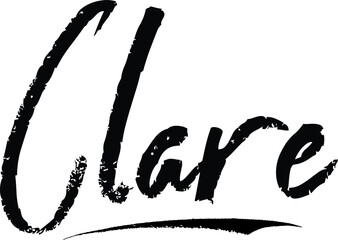 Clare-Female name Modern Brush Calligraphy on White Background - obrazy, fototapety, plakaty