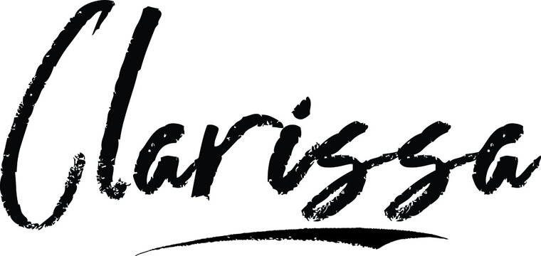 Clarissa-Female name Modern Brush Calligraphy on White Background