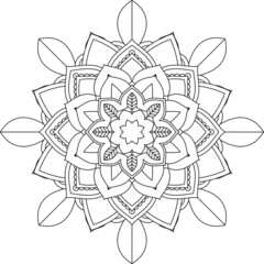 Easy Mandala coloring book simple and basic for beginners, seniors and children. Set of Mehndi flower pattern for Henna drawing and tattoo. Decoration in ethnic oriental, Indian style.