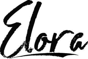 Elora-Female name Modern Brush Calligraphy on White Background