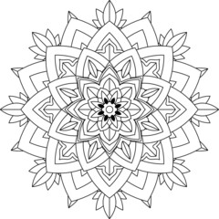 Easy Mandala coloring book simple and basic for beginners, seniors and children. Set of Mehndi flower pattern for Henna drawing and tattoo. Decoration in ethnic oriental, Indian style.
