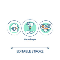 Homebuyer concept icon. Purchasing principal residence. Downpayment and mortgage. Buying home process idea thin line illustration. Vector isolated outline RGB color drawing.