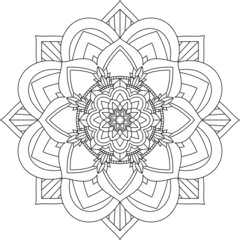 Easy Mandala coloring book simple and basic for beginners, seniors and children. Set of Mehndi flower pattern for Henna drawing and tattoo. Decoration in ethnic oriental, Indian style.