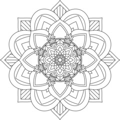 Easy Mandala coloring book simple and basic for beginners, seniors and children. Set of Mehndi flower pattern for Henna drawing and tattoo. Decoration in ethnic oriental, Indian style.