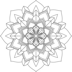 Easy Mandala coloring book simple and basic for beginners, seniors and children. Set of Mehndi flower pattern for Henna drawing and tattoo. Decoration in ethnic oriental, Indian style.