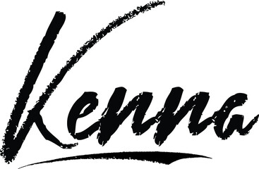 Kenna-Female name Modern Brush Calligraphy on White Background