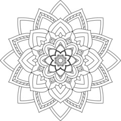 Easy Mandala coloring book simple and basic for beginners, seniors and children. Set of Mehndi flower pattern for Henna drawing and tattoo. Decoration in ethnic oriental, Indian style.